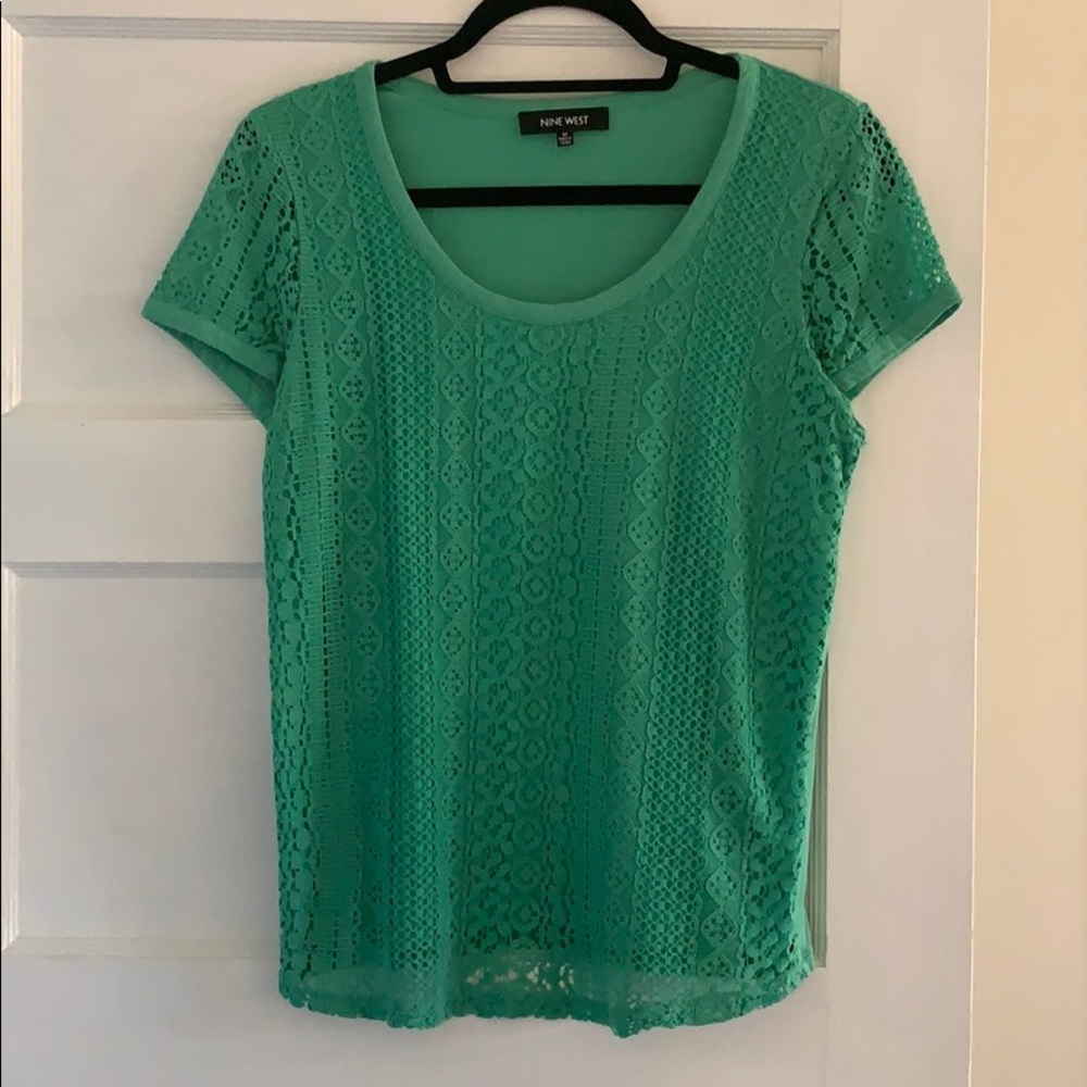 🐳 4 for 20! Nine West Tee with Lace Overlay